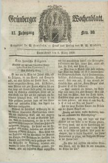 Gruenberger Wochenblatt. Jg.15, Nro. 10 (9 März 1839) + dod.