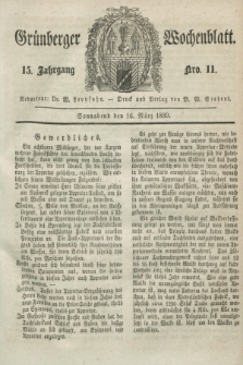 Gruenberger Wochenblatt. Jg.15, Nro. 11 (16 März 1839) + dod.