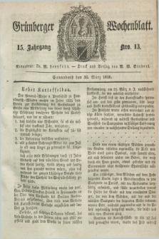 Gruenberger Wochenblatt. Jg.15, Nro. 13 (30 März 1839) + dod.