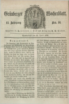 Gruenberger Wochenblatt. Jg.15, Nro. 16 (20 April 1839) + dod.