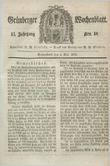 Gruenberger Wochenblatt. Jg.15, Nro. 18 (4 Mai 1839) + dod.