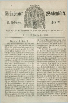 Gruenberger Wochenblatt. Jg.15, Nro. 20 (18 Mai 1839) + dod.