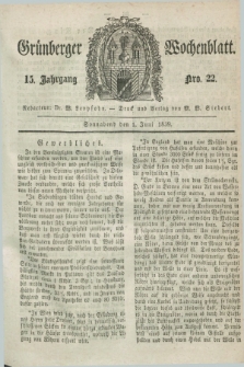 Gruenberger Wochenblatt. Jg.15, Nro. 22 (1 Juni 1839) + dod.