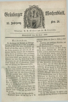 Gruenberger Wochenblatt. Jg.15, Nro. 24 (13 Juni 1839) + dod.