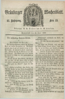 Gruenberger Wochenblatt. Jg.15, Nro. 25 (22 Juni 1839) + dod.