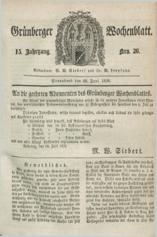 Gruenberger Wochenblatt. Jg.15, Nro. 26 (29 Juni 1839) + dod.