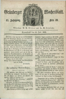 Gruenberger Wochenblatt. Jg.15, Nro. 29 (20 Juli 1839) + dod.