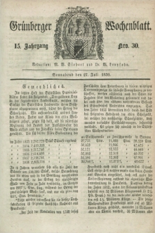Gruenberger Wochenblatt. Jg.15, Nro. 30 (27 Juli 1839) + dod.