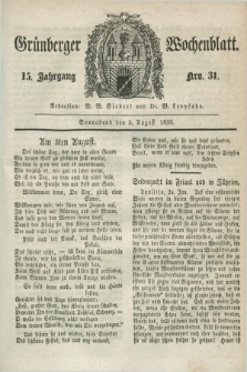 Gruenberger Wochenblatt. Jg.15, Nro. 31 (3 August 1839) + dod.