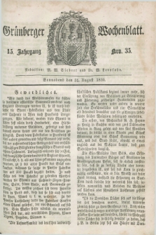 Gruenberger Wochenblatt. Jg.15, Nro. 35 (31 August 1839) + dod.