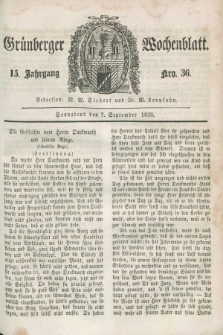 Gruenberger Wochenblatt. Jg.15, Nro. 36 (7 September 1839) + dod.