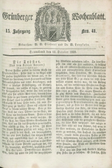 Gruenberger Wochenblatt. Jg.15, Nro. 41 (12 October 1839) + dod.