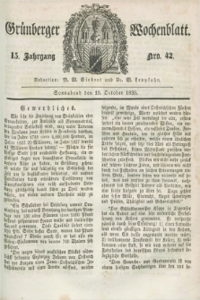 Gruenberger Wochenblatt. Jg.15, Nro. 42 (19 October 1839) + dod.
