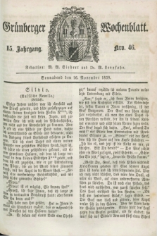 Gruenberger Wochenblatt. Jg.15, Nro. 46 (16 November 1839) + dod.