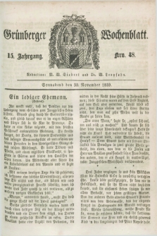 Gruenberger Wochenblatt. Jg.15, Nro. 48 (30 November 1839) + dod.