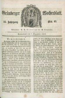 Gruenberger Wochenblatt. Jg.15, Nro. 49 (7 Dezember 1839) + dod.