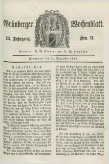Gruenberger Wochenblatt. Jg.15, Nro. 51 (21 Dezember 1839) + dod.