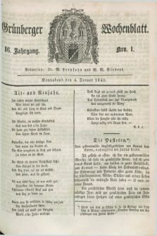 Gruenberger Wochenblatt. Jg.16, Nro. 1 (4 Januar 1840) + dod.