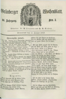 Gruenberger Wochenblatt. Jg.16, Nro. 2 (11 Januar 1840) + dod.