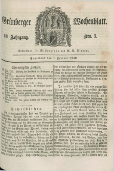 Gruenberger Wochenblatt. Jg.16, Nro. 5 (1 Februar 1840) + dod.