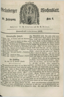 Gruenberger Wochenblatt. Jg.16, Nro. 6 (8 Februar 1840) + dod.