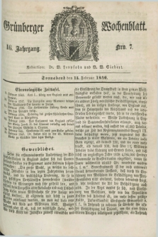 Gruenberger Wochenblatt. Jg.16, Nro. 7 (15 Februar 1840) + dod.