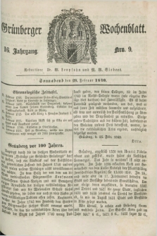 Gruenberger Wochenblatt. Jg.16, Nro. 9 (29 Februar 1840) + dod.