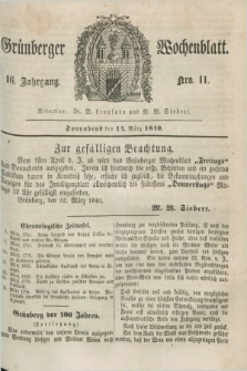 Gruenberger Wochenblatt. Jg.16, Nro. 11 (14 März 1840) + dod.