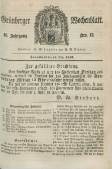 Gruenberger Wochenblatt. Jg.16, Nro. 13 (28 März 1840) + dod.