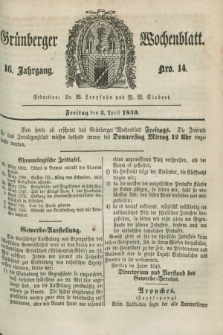 Gruenberger Wochenblatt. Jg.16, Nro. 14 (3 April 1840) + dod.