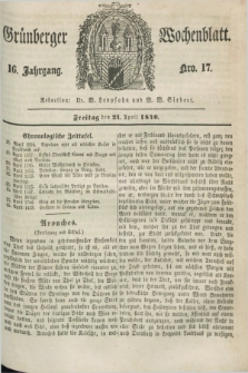 Gruenberger Wochenblatt. Jg.16, Nro. 17 (24 April 1840) + dod.