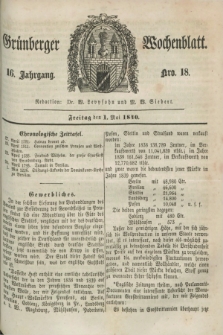 Gruenberger Wochenblatt. Jg.16, Nro. 18 (1 Mai 1840) + dod.