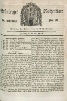 Gruenberger Wochenblatt. Jg.16, Nro. 20 (15 Mai 1840) + dod.