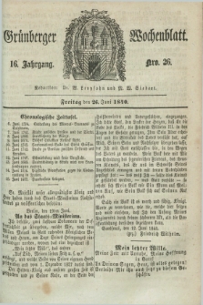 Gruenberger Wochenblatt. Jg.16, Nro. 26 (26 Juni 1840) + dod.