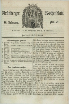 Gruenberger Wochenblatt. Jg.16, Nro. 27 (3 Juli 1840) + dod.
