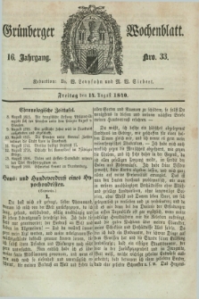 Gruenberger Wochenblatt. Jg.16, Nro. 33 (14 August 1840) + dod.