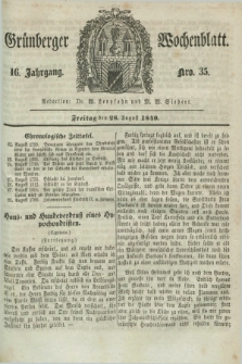 Gruenberger Wochenblatt. Jg.16, Nro. 35 (28 August 1840) + dod.