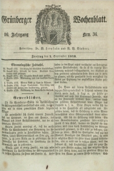 Gruenberger Wochenblatt. Jg.16, Nro. 36 (4 September 1840) + dod.