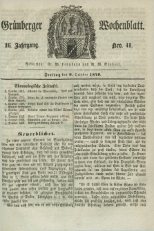 Gruenberger Wochenblatt. Jg.16, Nro. 41 (9 October 1840) + dod.