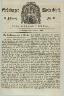 Gruenberger Wochenblatt. Jg.16, Nro. 43 (23 October 1840) + dod.