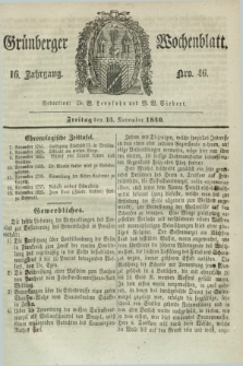 Gruenberger Wochenblatt. Jg.16, Nro. 46 (13 November 1840) + dod.