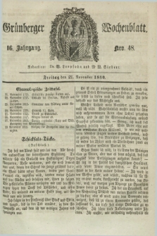 Gruenberger Wochenblatt. Jg.16, Nro. 48 (27 November 1840) + dod.