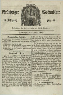 Gruenberger Wochenblatt. Jg.16, Nro. 49 (4 December 1840) + dod.