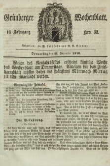 Gruenberger Wochenblatt. Jg.16, Nro. 52 (24 December 1840) + dod.