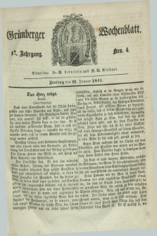 Gruenberger Wochenblatt. Jg.17, Nro. 4 (22 Januar 1841)