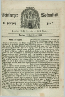 Gruenberger Wochenblatt. Jg.17, Nro. 7 (12 Februar 1841)