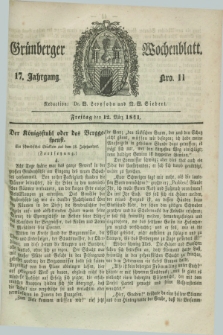 Gruenberger Wochenblatt. Jg.17, Nro. 11 (12 März 1841)