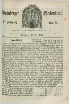 Gruenberger Wochenblatt. Jg.17, Nro. 12 (19 März 1841)