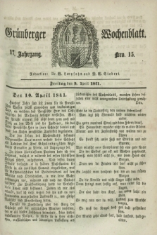 Gruenberger Wochenblatt. Jg.17, Nro. 15 (9 April 1841)