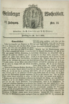 Gruenberger Wochenblatt. Jg.17, Nro. 16 (16 April 1841)